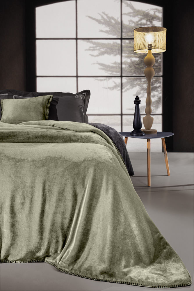 Σετ 2τμχ Κουβέρτα Velvet Khaki 250×240