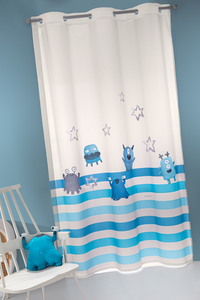 Κουρτίνα Soft – Touch Monsters Blue με Τρουκς 160×240