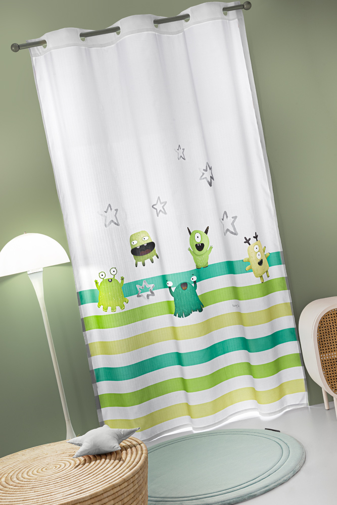 Κουρτίνα Soft – Touch Monsters Lime με Τρουκς 160×240